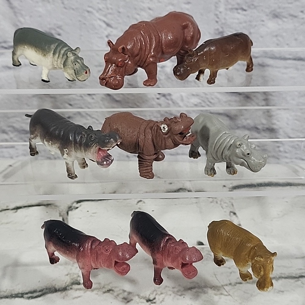 All Hippos Animal Vintage Figures‎ Lot Of 9 Hippopotamus Toys